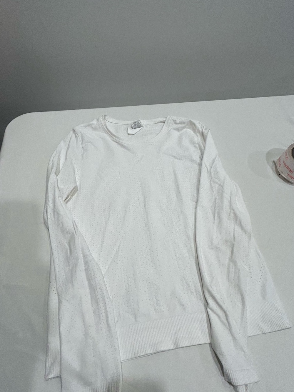 Athleta White Long-Sleeve Crewneck Top